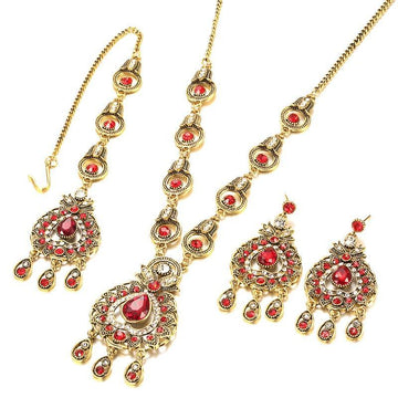 Gold-Color Mosaic  Blue Crystal Fashion Vintage Look Jewellery Sets - Pendants Necklace Earrings For Women - The Jewellery Supermarket